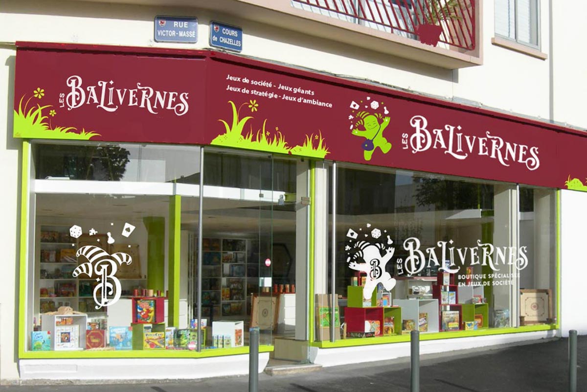 Vitrine Les Balivernes, boutique de jeux à Lorient