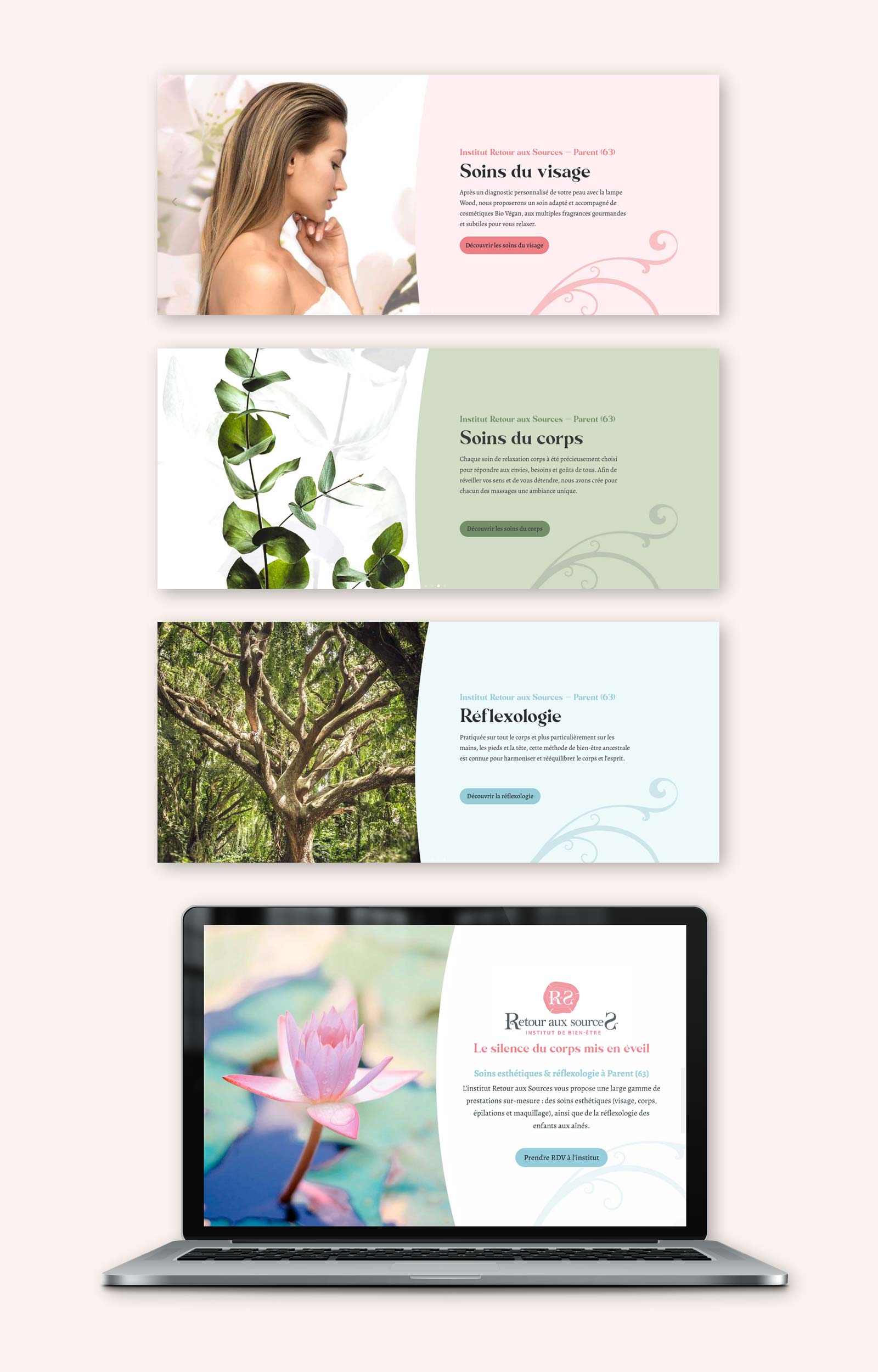 Pages du site web de Retour aux Sources