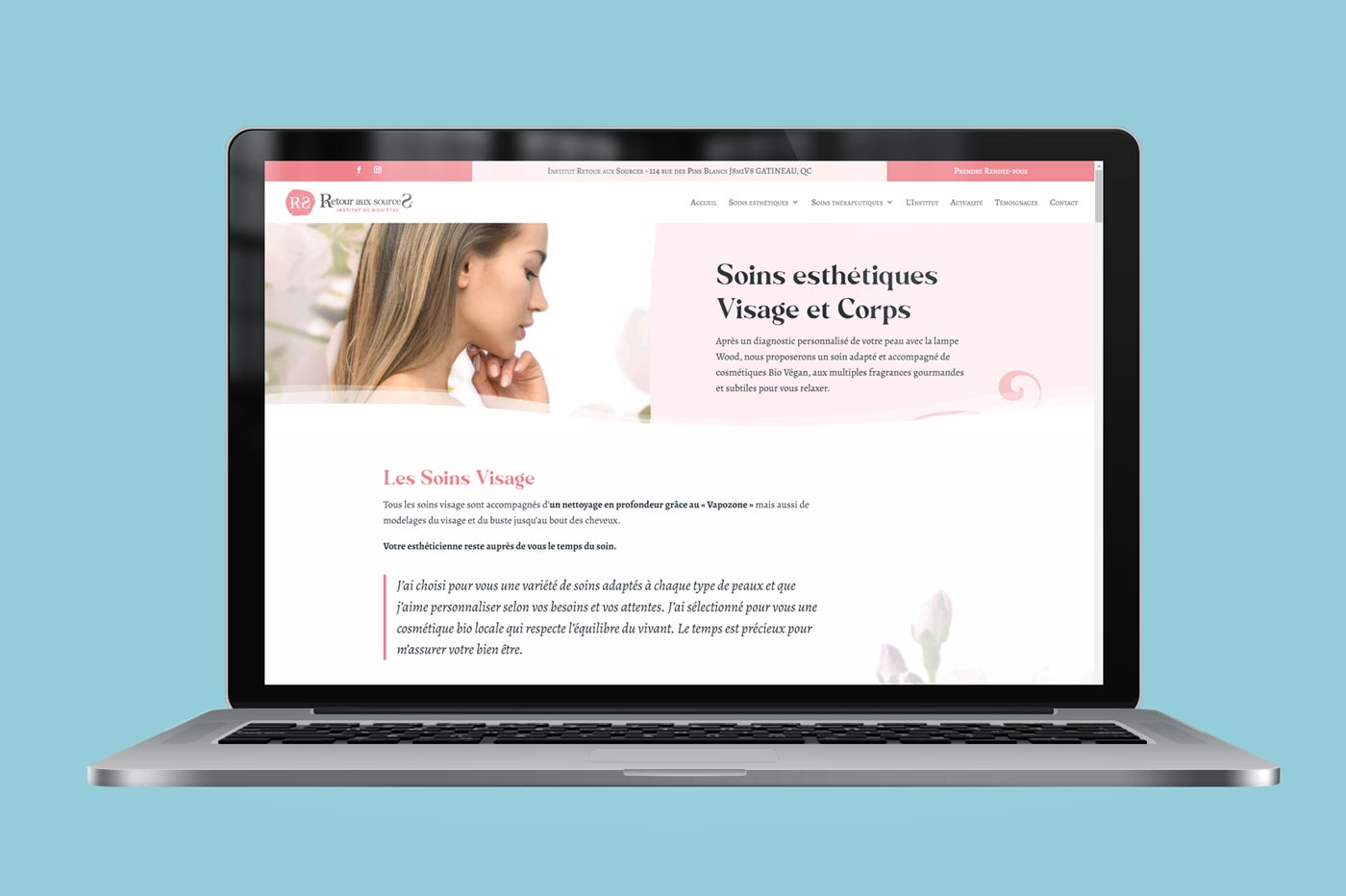 Page d'accueil du site web de Retour aux Sources